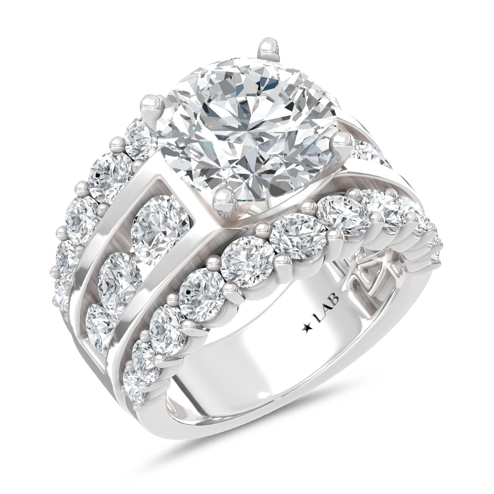 14K White Gold Lab Grown Diamond  9 Ct.Tw. Round Shape Engagement Ring
