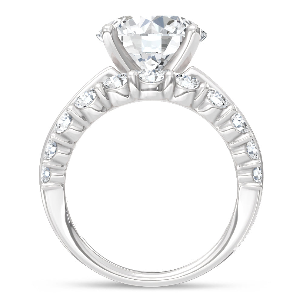 14K White Gold Lab Grown Diamond  9 Ct.Tw. Round Shape Engagement Ring