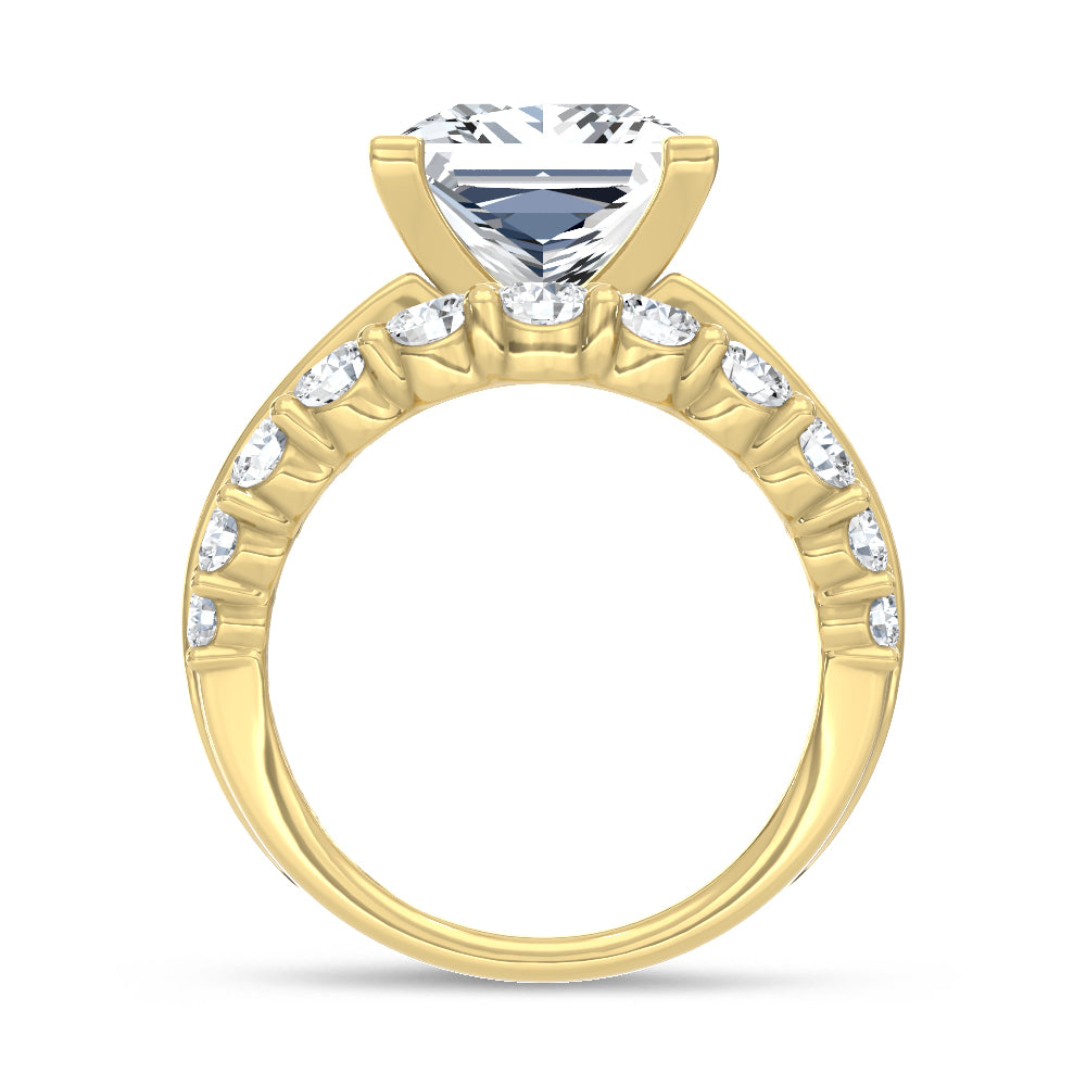 14K Yellow Gold Lab Grown Diamond  9 Ct.Tw. Princess Shape Engagement Ring