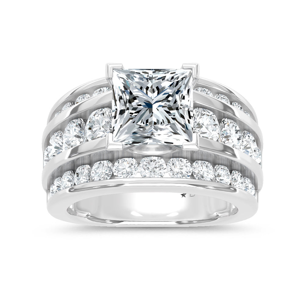 14K White Gold Lab Grown Diamond 5 1/2 Ct.Tw. Engagement Ring (Princess Canter)
