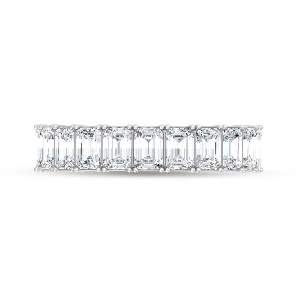 14K White Gold Lab Grown Diamond Emerald Cut 3 Ct.Tw. Half Way Band