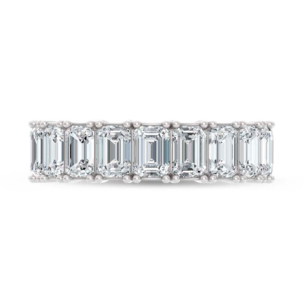 14K White Gold Lab Grown Diamond Emerald Cut 4 Ct.Tw. Half Way Band