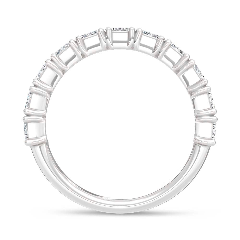 14K White Gold Lab Grown Diamond Emerald Cut 4 Ct.Tw. Half Way Band