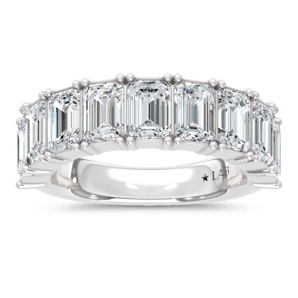 14K White Gold Lab Grown Diamond Emerald Cut 5 Ct.Tw. Half Way Band