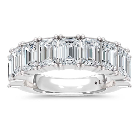 14K White Gold Lab Grown Diamond Emerald Cut 5 Ct.Tw. Half Way Band
