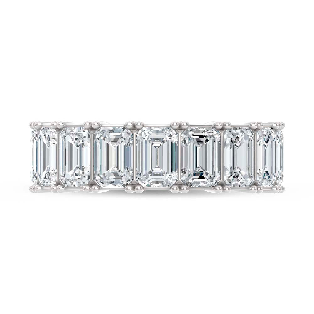 14K White Gold Lab Grown Diamond Emerald Cut 5 Ct.Tw. Half Way Band