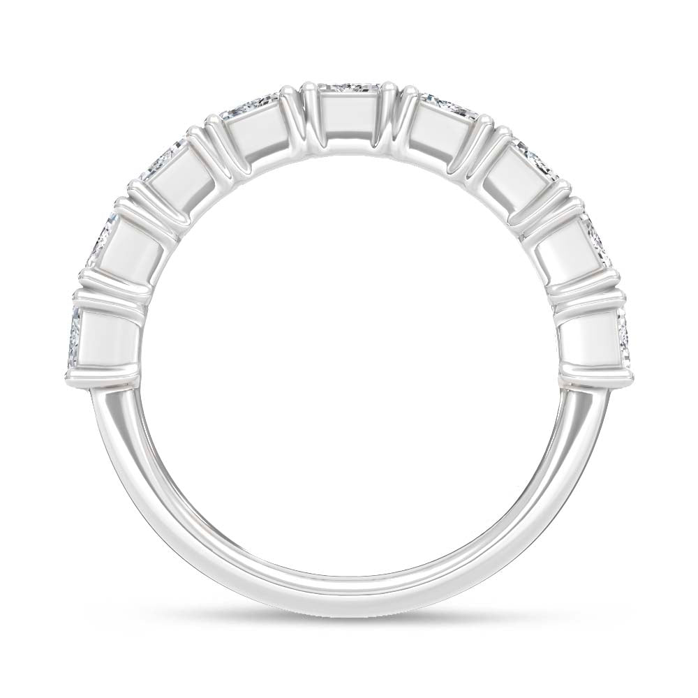 14K White Gold Lab Grown Diamond Emerald Cut 5 Ct.Tw. Half Way Band
