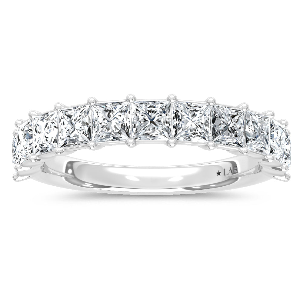 14K White Gold Lab Grown Diamond  2 1/2 Ct.Tw. Princess Band