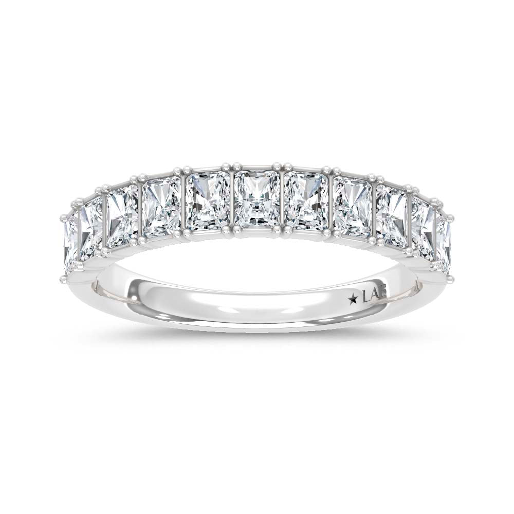 14K White Gold Lab Grown Diamond Radiant Cut Shape 1 1/2 Ct.Tw. Half Way Band