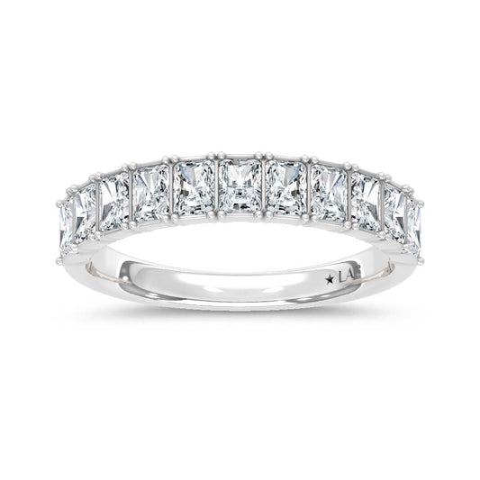 14K White Gold Lab Grown Diamond Radiant Cut Shape 1 1/2 Ct.Tw. Half Way Band
