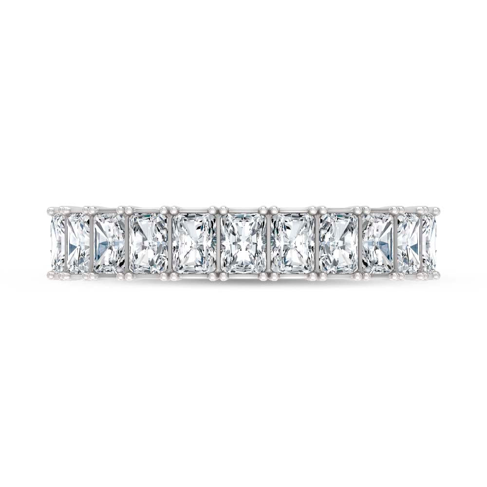 14K White Gold Lab Grown Diamond Radiant Cut Shape 1 1/2 Ct.Tw. Half Way Band