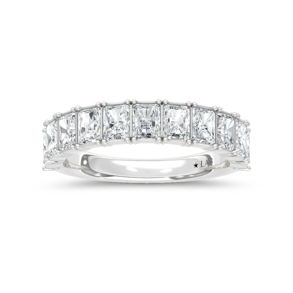 14K White Gold Lab Grown Diamond Radiant Cut Shape 1 3/4  Ct.Tw. Half Way Band