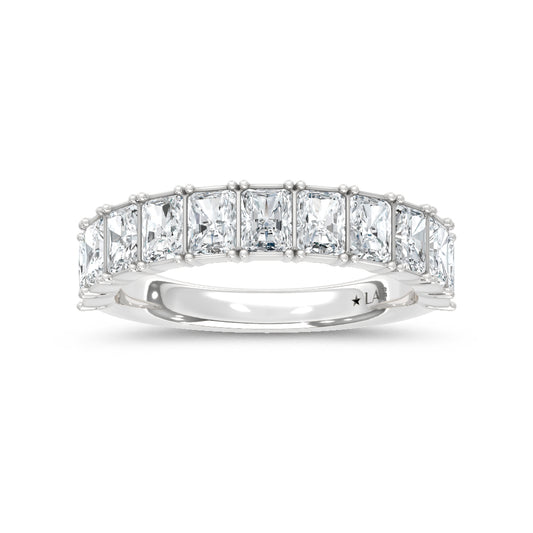 14K White Gold Lab Grown Diamond Radiant Cut Shape 1 3/4  Ct.Tw. Half Way Band