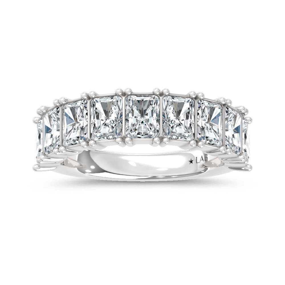 14K White Gold Lab Grown Diamond Radiant Cut Shape 3 Ct.Tw. Half Way Band