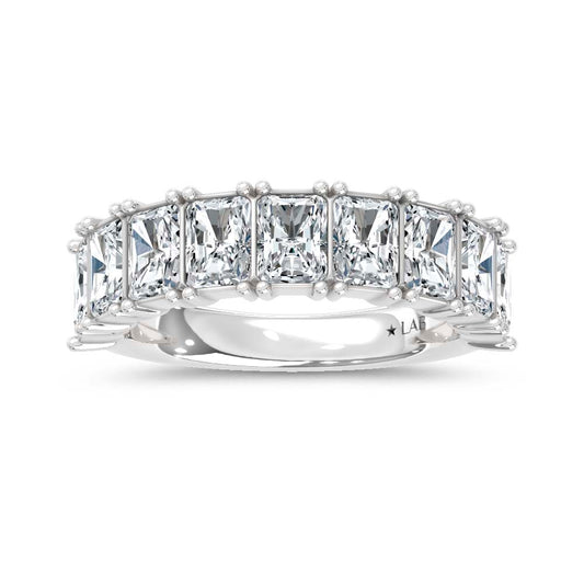 14K White Gold Lab Grown Diamond Radiant Cut Shape 3 Ct.Tw. Half Way Band