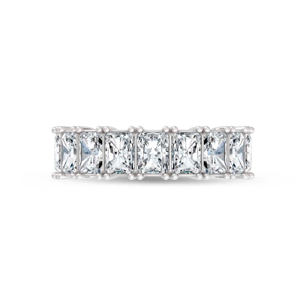 14K White Gold Lab Grown Diamond Radiant Cut Shape 3 Ct.Tw. Half Way Band
