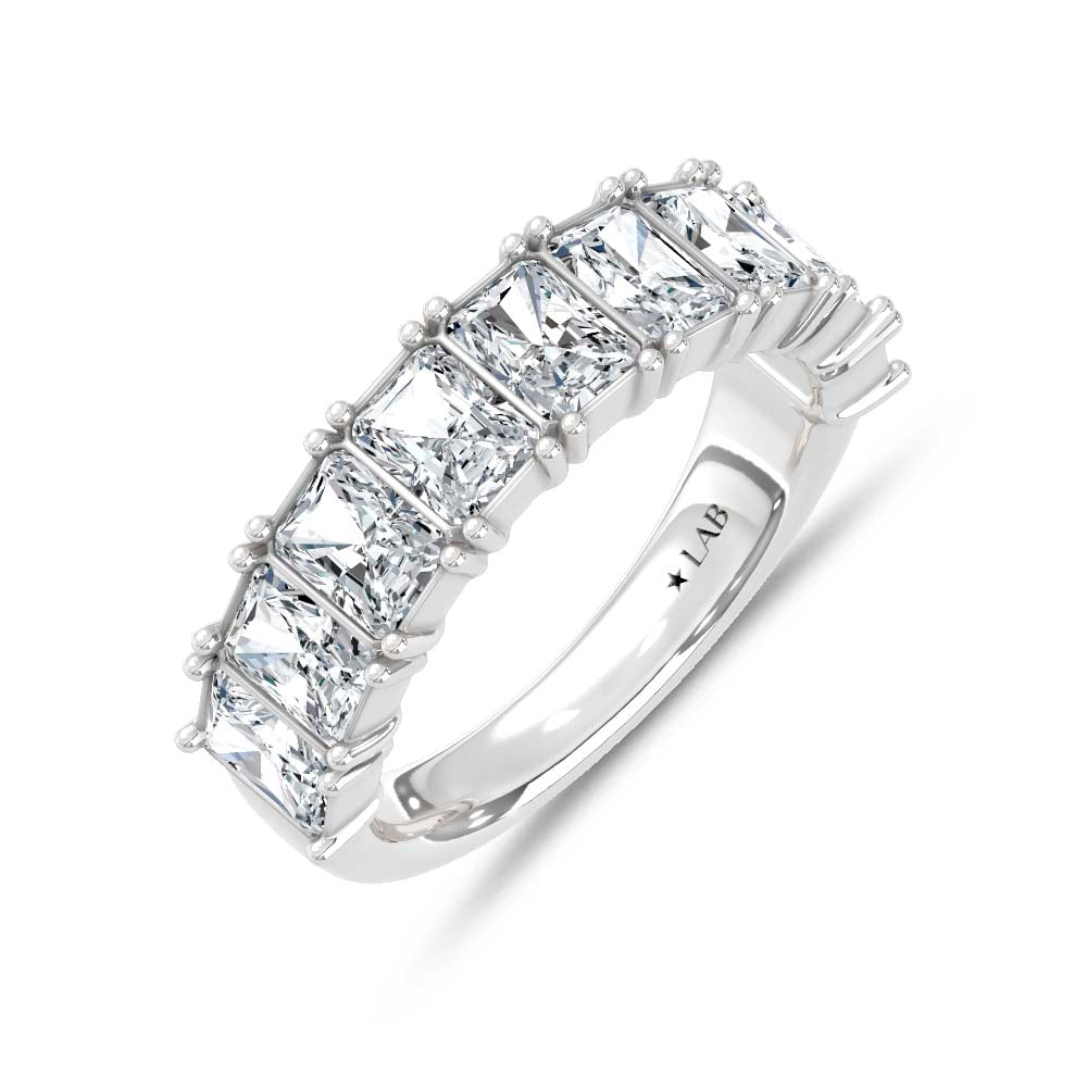 14K White Gold Lab Grown Diamond Radiant Cut Shape 3 Ct.Tw. Half Way Band