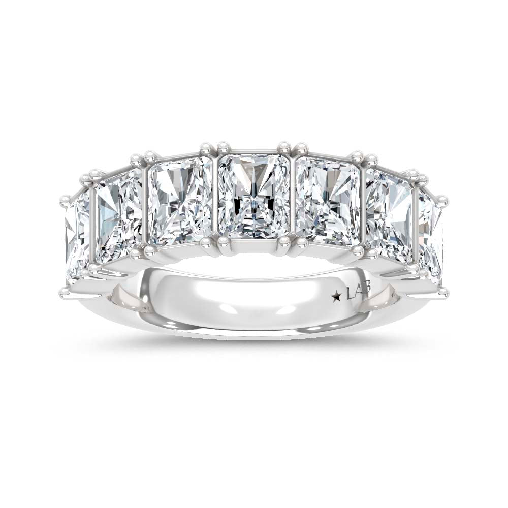 14K White Gold Lab Grown Diamond Radiant Cut Shape 4 Ct.Tw. Half Way Band