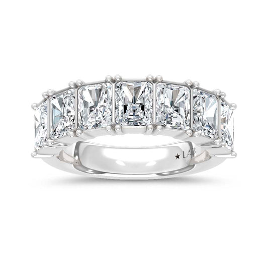 14K White Gold Lab Grown Diamond Radiant Cut Shape 4 Ct.Tw. Half Way Band