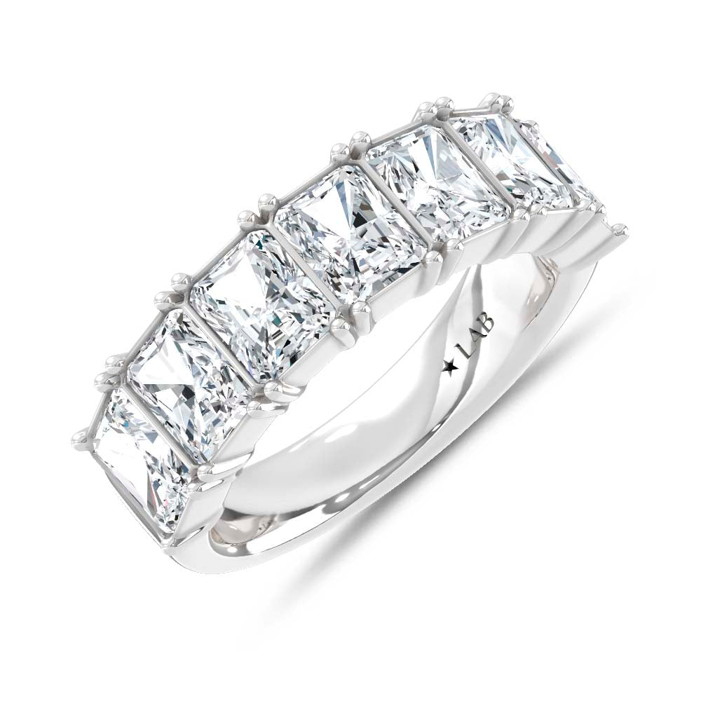 14K White Gold Lab Grown Diamond Radiant Cut Shape 4 Ct.Tw. Half Way Band