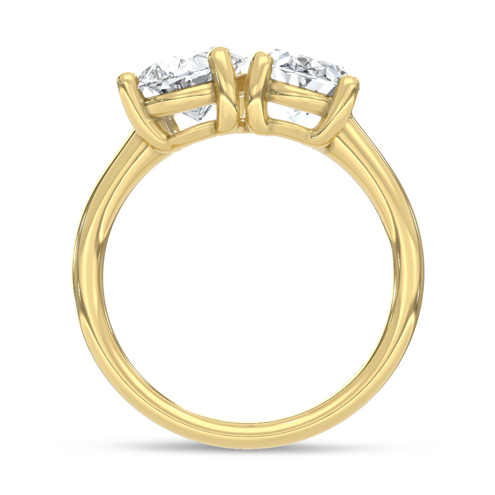 14K Yellow Gold Lab Grown Diamond  3 Ct.Tw. Pear and Oval Two Stone Ring