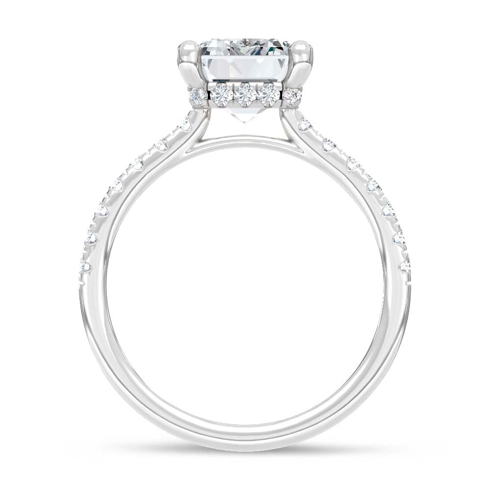 14K White Gold Lab Grown Diamond  2 3/8 Ct.Tw. Emerald Hidden Halo Engagement Ring