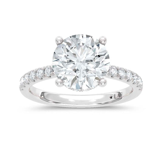 14K White Gold Lab Grown Diamond  4 1/2 Ct.Tw. Round Hidden Halo Engagement Ring