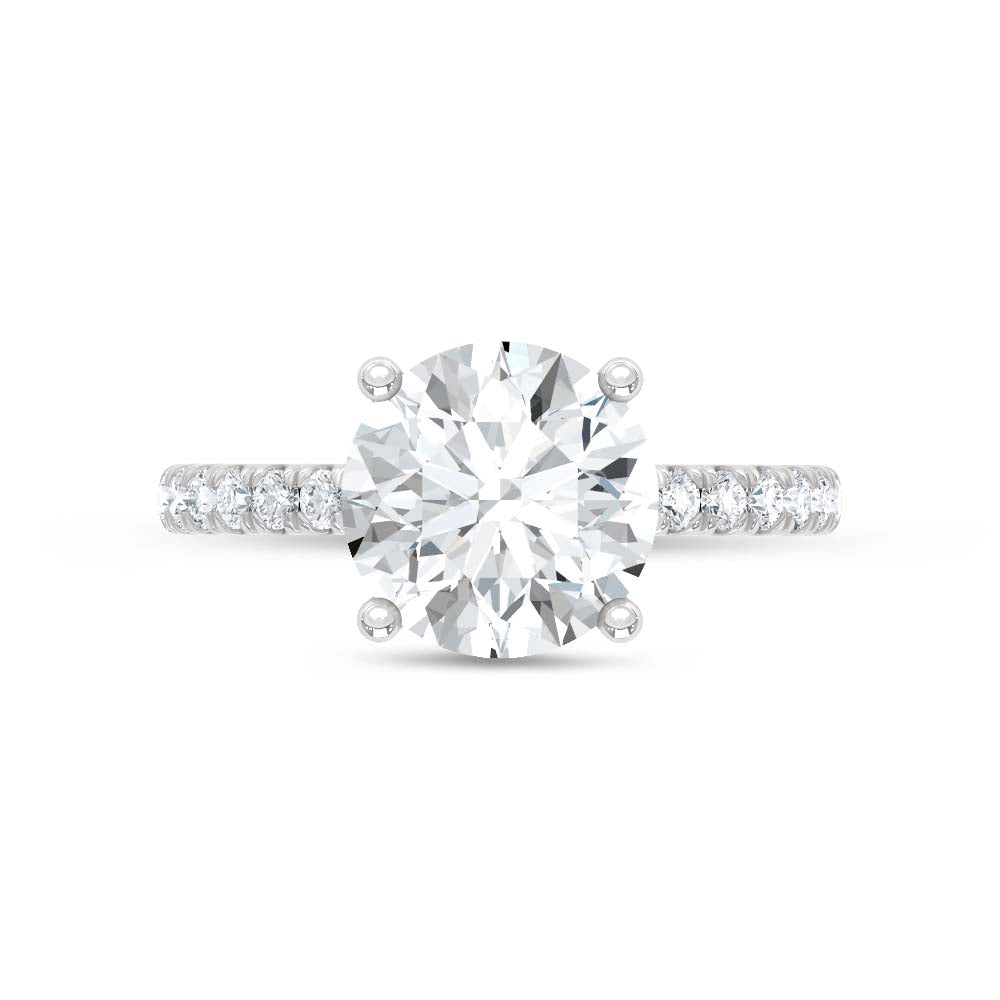 14K White Gold Lab Grown Diamond  2 3/8 Ct.Tw. Round Hidden Halo Engagement Ring