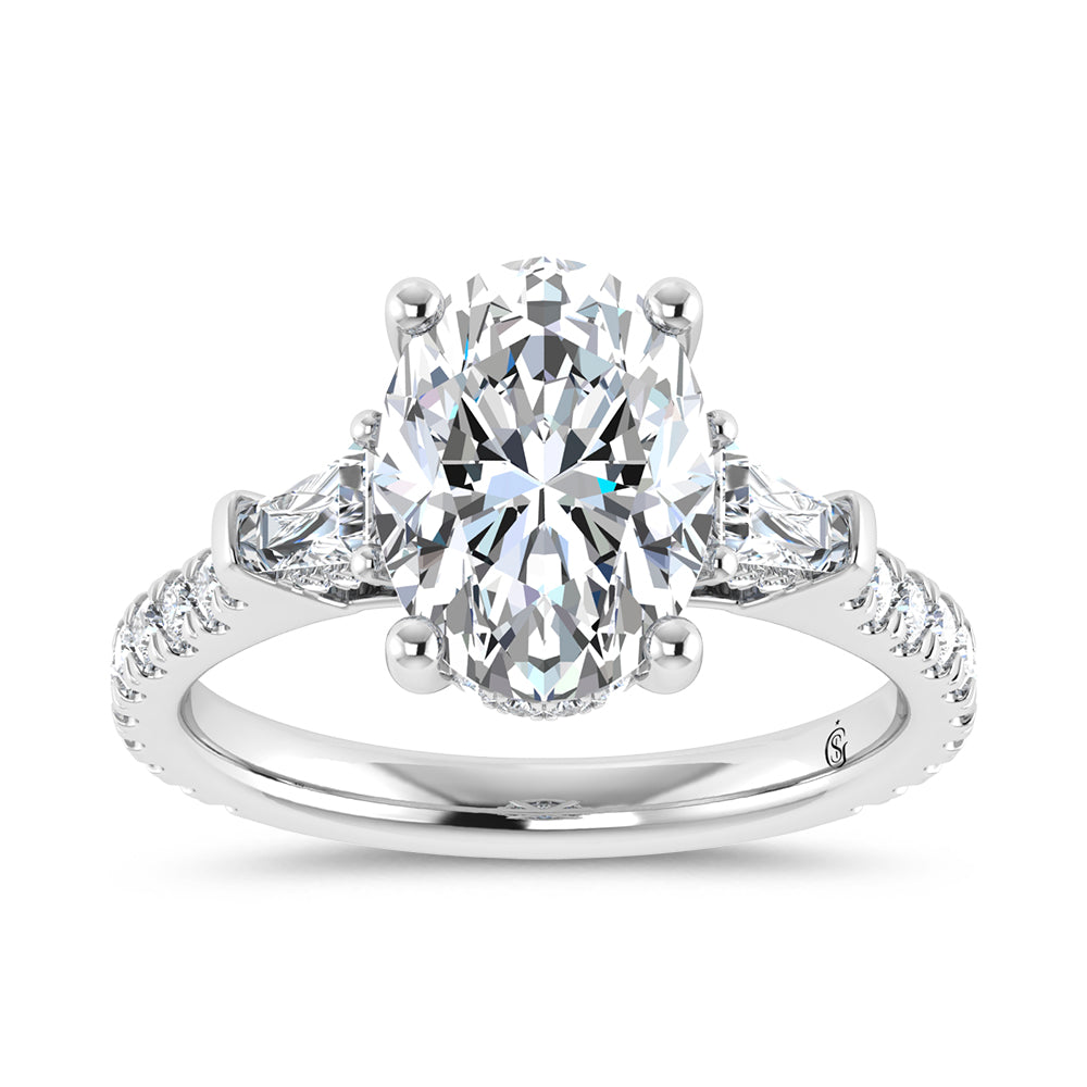 14K White Gold Lab Grown Diamond Oval Shape 1 1/2 Ct.Tw. Engagement Ring (Center 1 ctw Certified)