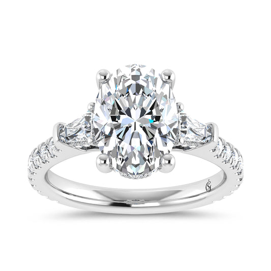 14K White Gold Lab Grown Diamond Oval Shape 1 1/2 Ct.Tw. Engagement Ring (Center 1 ctw Certified)