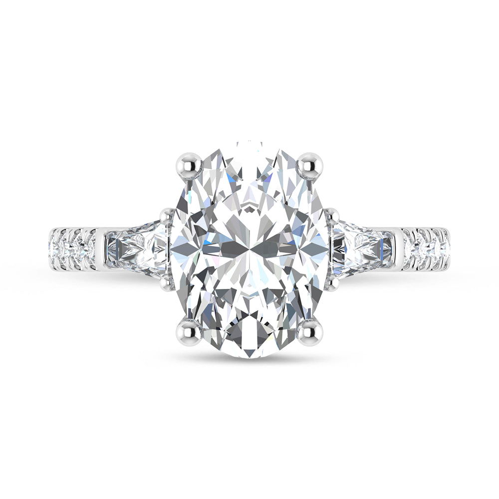 14K White Gold Lab Grown Diamond Oval Shape 3 5/8 Ct.Tw. Engagement Ring