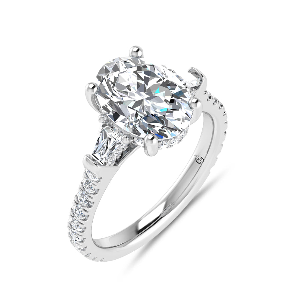 14K White Gold Lab Grown Diamond Oval Shape 3 5/8 Ct.Tw. Engagement Ring