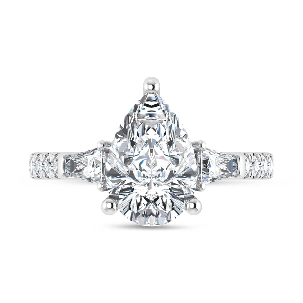 14K White Gold 3 5/8 Ct.Tw. Labgrown Diamond Pear Shape Engagement Ring