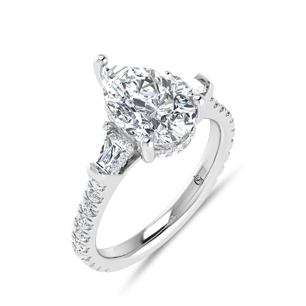 14K White Gold 3 5/8 Ct.Tw. Labgrown Diamond Pear Shape Engagement Ring