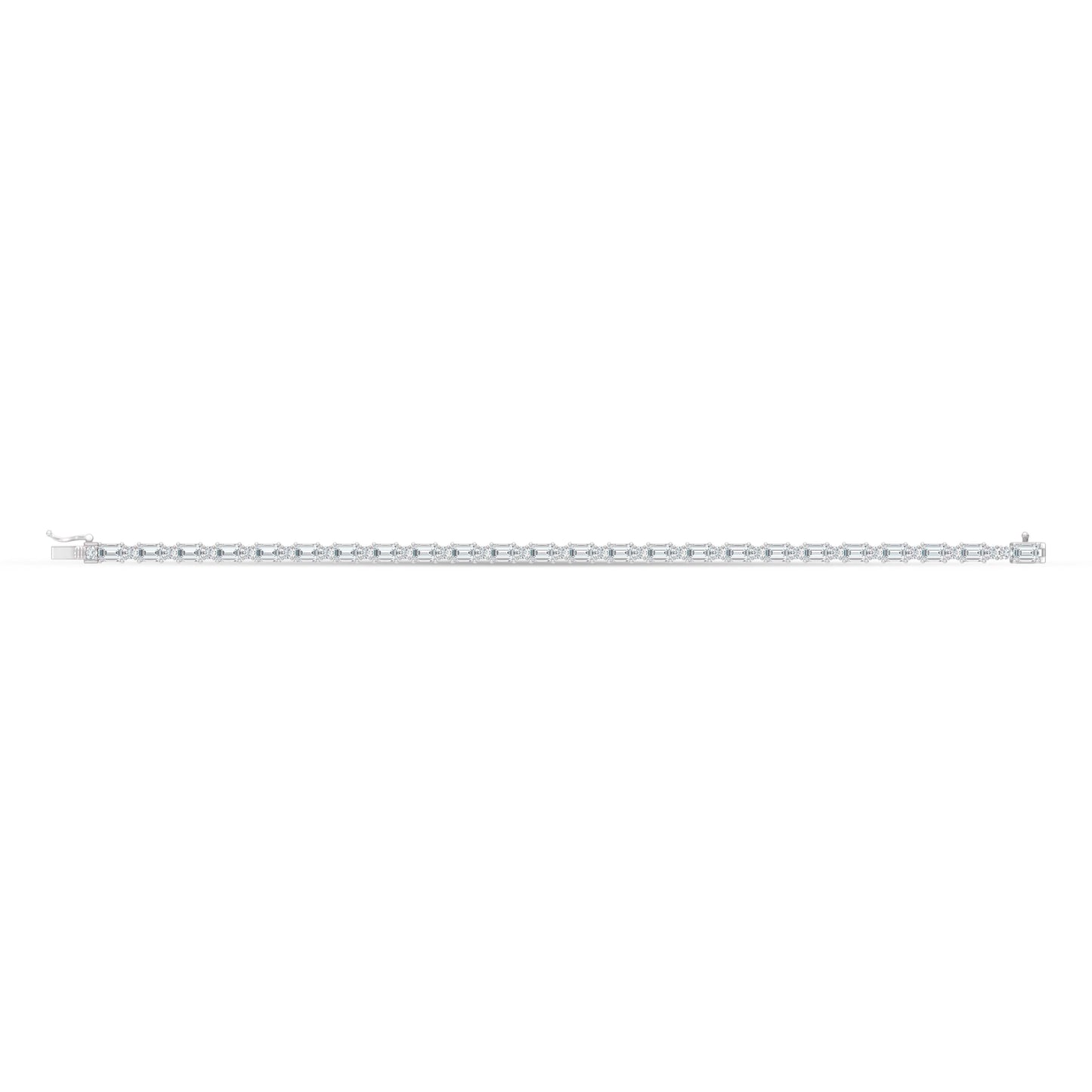 14K White Gold Lab Grown Diamond  8 Ct.Tw. Round And Emerald Fashion Bracelet