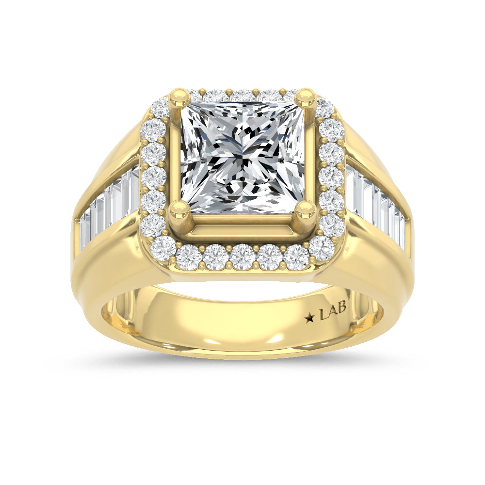 14K Yellow Gold Lab Grown Diamond  4 1/4 Ct.Tw. Mens Fashion Ring (Center IGI Certified)