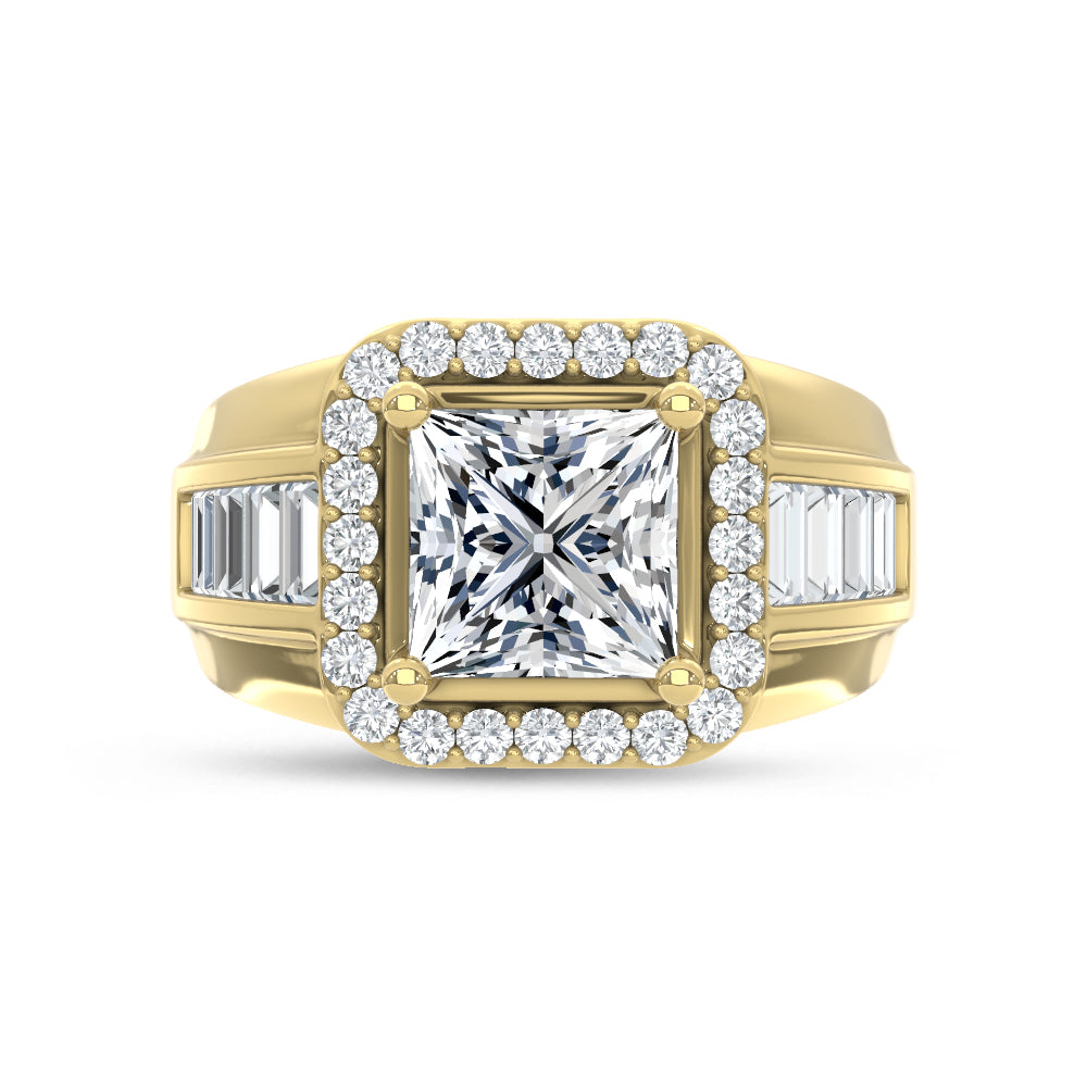 14K Yellow Gold Lab Grown Diamond  4 1/4 Ct.Tw. Mens Fashion Ring (Center IGI Certified)
