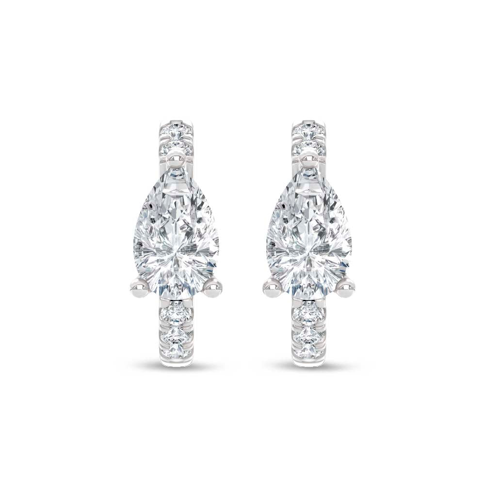 14K White Gold Lab Grown Diamond  1 3/4 Ct.Tw. Pear and Round Hoop Earrings