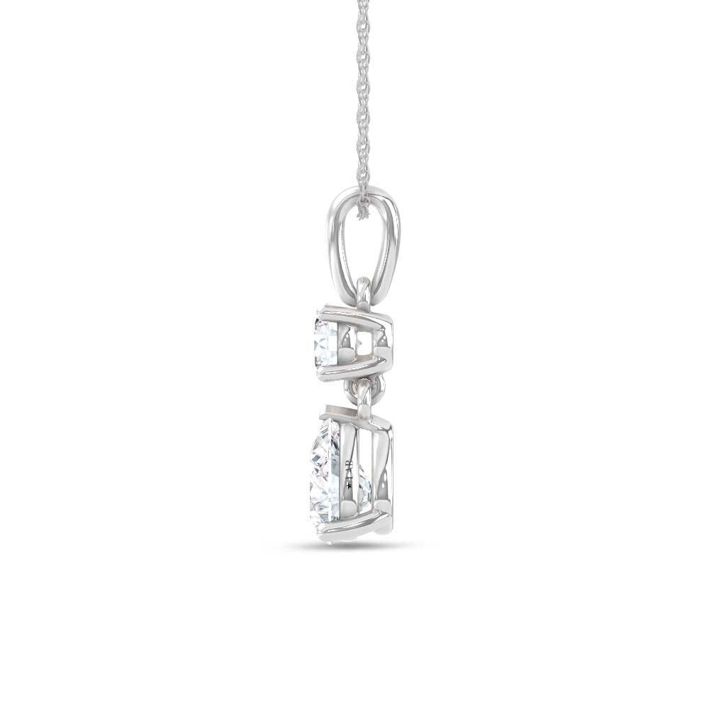 14K White Gold Lab Grown Diamond  1/2 Ct.Tw. Round and Pear Fashion Pendant