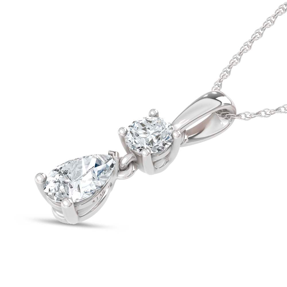 14K White Gold Lab Grown Diamond  1/2 Ct.Tw. Round and Pear Fashion Pendant