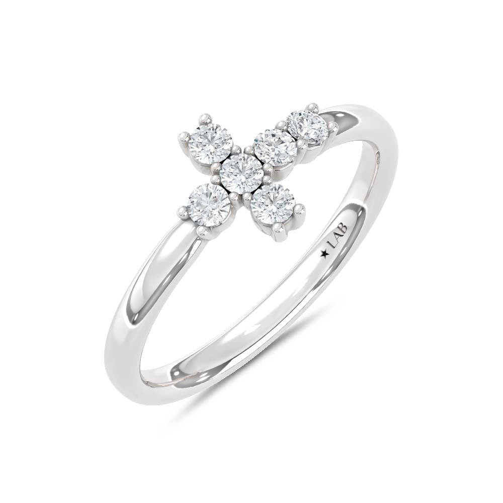 10K White Gold Lab Grown Diamond  1/4 Ct.Tw. Cross Ring