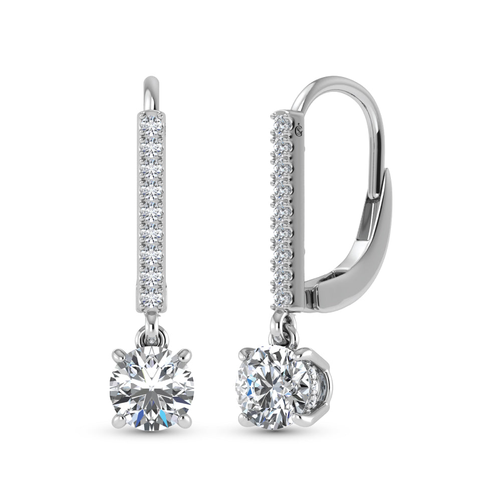 14K White Gold Lab Grown Diamond 2 Ct.Tw.  VS2+ G+ Dangler Earrings