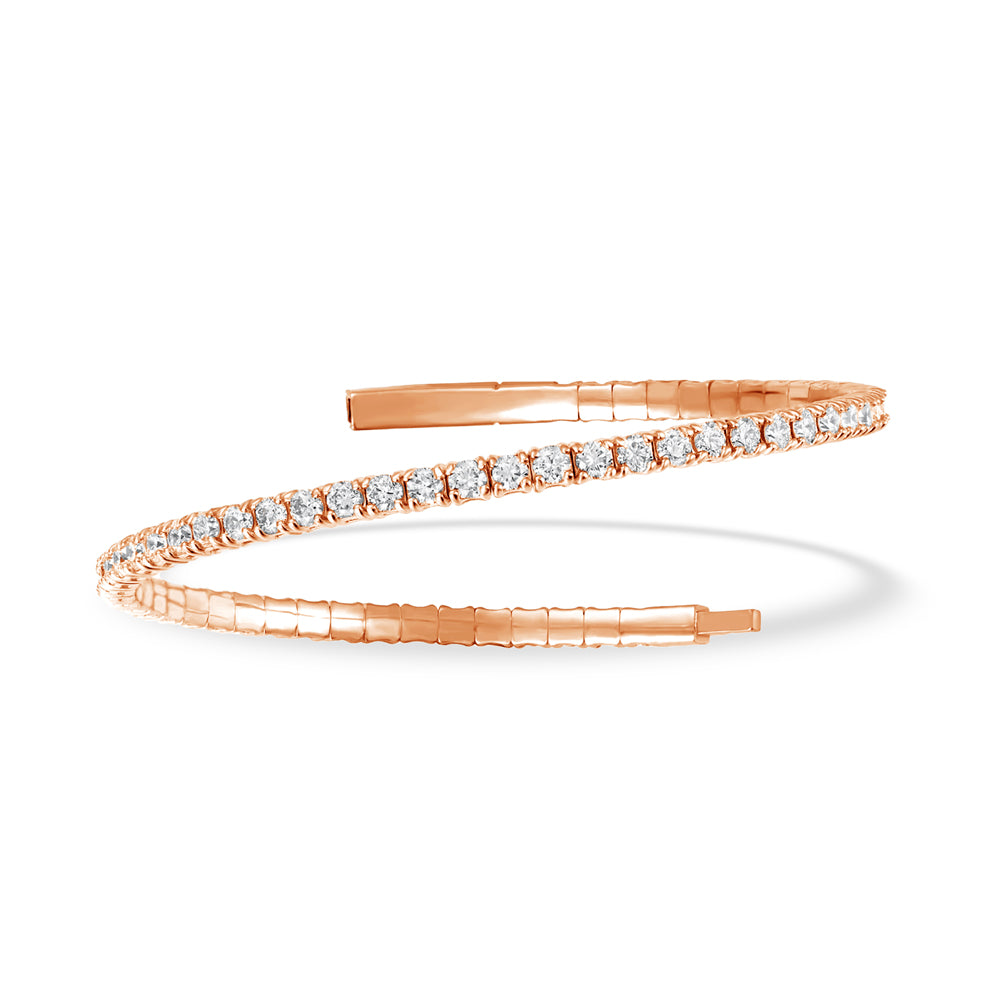 Lab Grown Diamond 3 Ct.Tw. Half Way Flexible Bangle in 14K Rose Gold (Size 6.75)