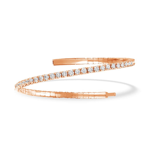 Lab Grown Diamond 4 Ct.Tw. Half Way Flexible Bangle in 14K Rose Gold (Size 6.75)14