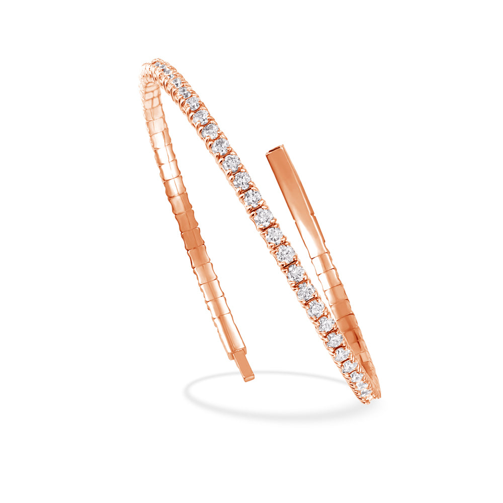 Lab Grown Diamond 2 Ct.Tw. Half Way Flexible Bangle in 14K Rose Gold (Size 6.75)