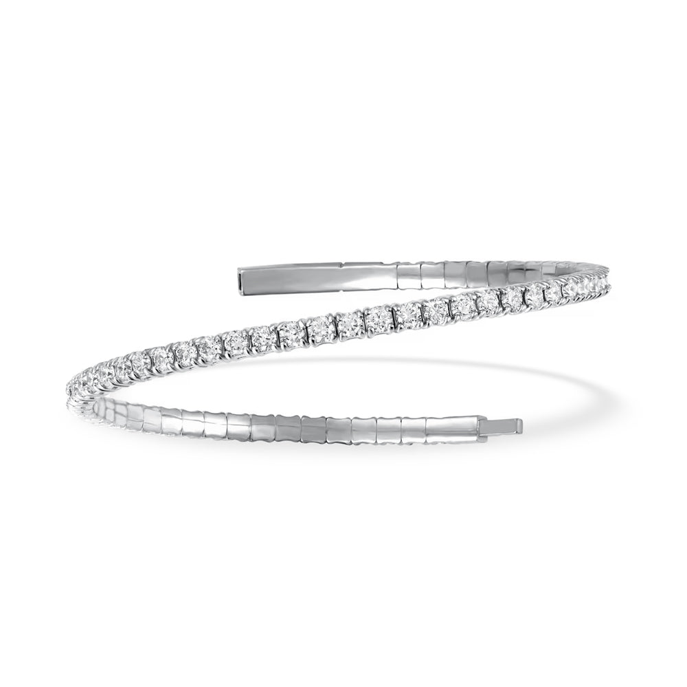 Lab Grown Diamond 2 Ct.Tw. Half Way Flexible Bangle in 14K White Gold (Size 6.75)