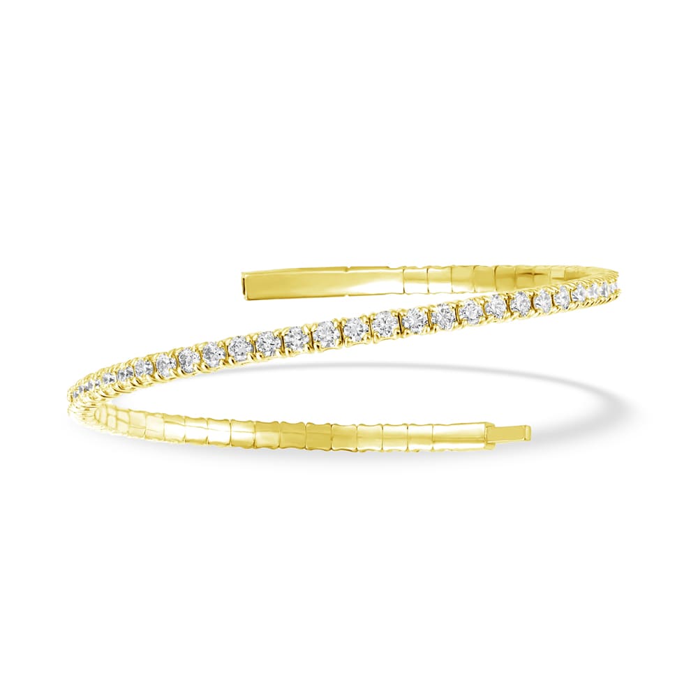 Lab Grown Diamond 5 Ct.Tw. Full Eternity Flexible Bangle in 14K Yellow Gold (Size 6.75)