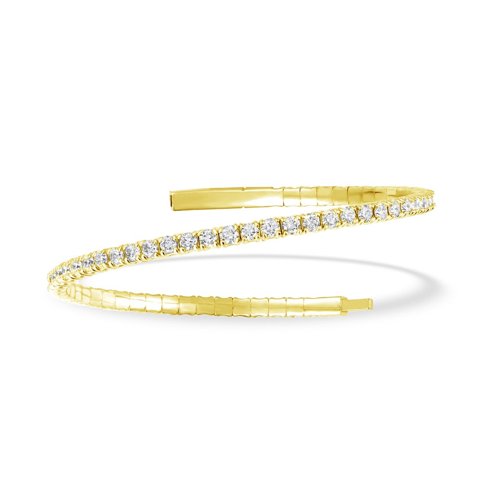 Lab Grown Diamond 2 1/4 Ct.Tw. Full Eternity Flexible Bangle in 14K Yellow Gold (Size 6.75)