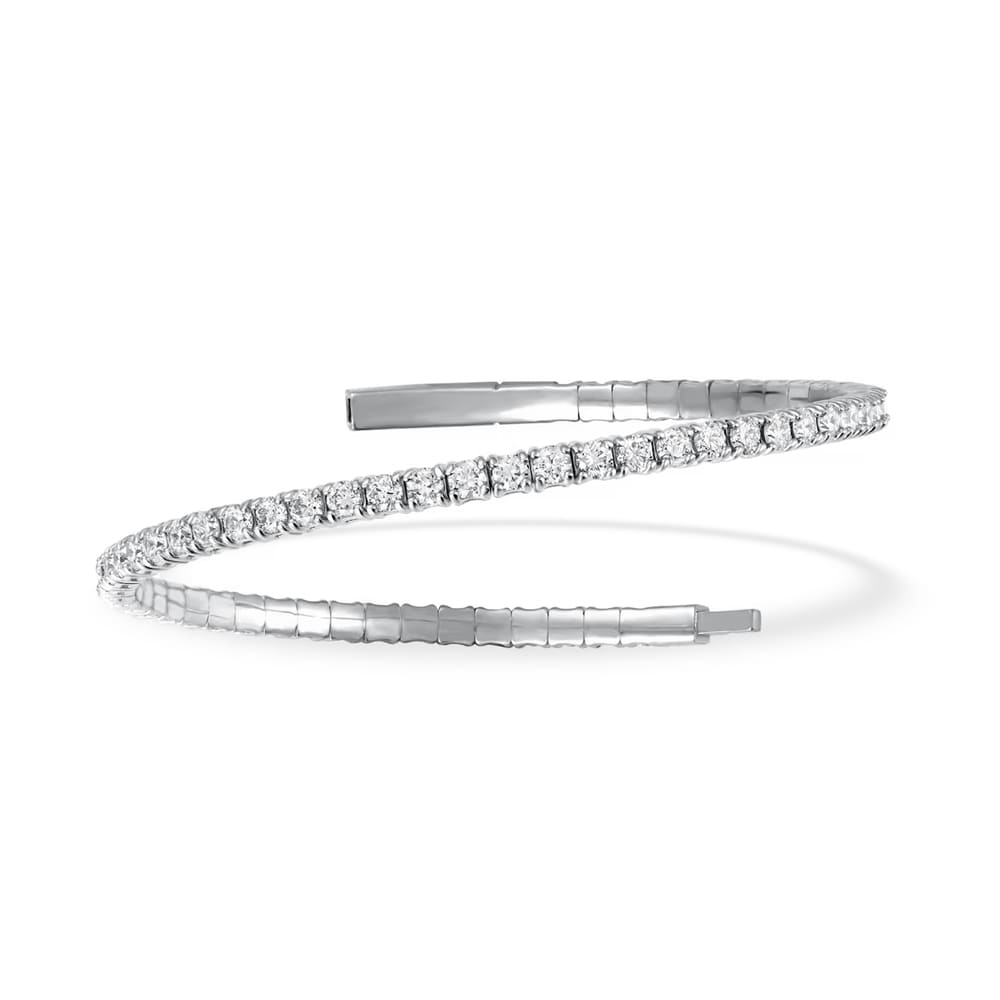 Lab Grown Diamond 2 1/4 Ct.Tw. Full Eternity Flexible Bangle in 14K White Gold (Size 6.75")