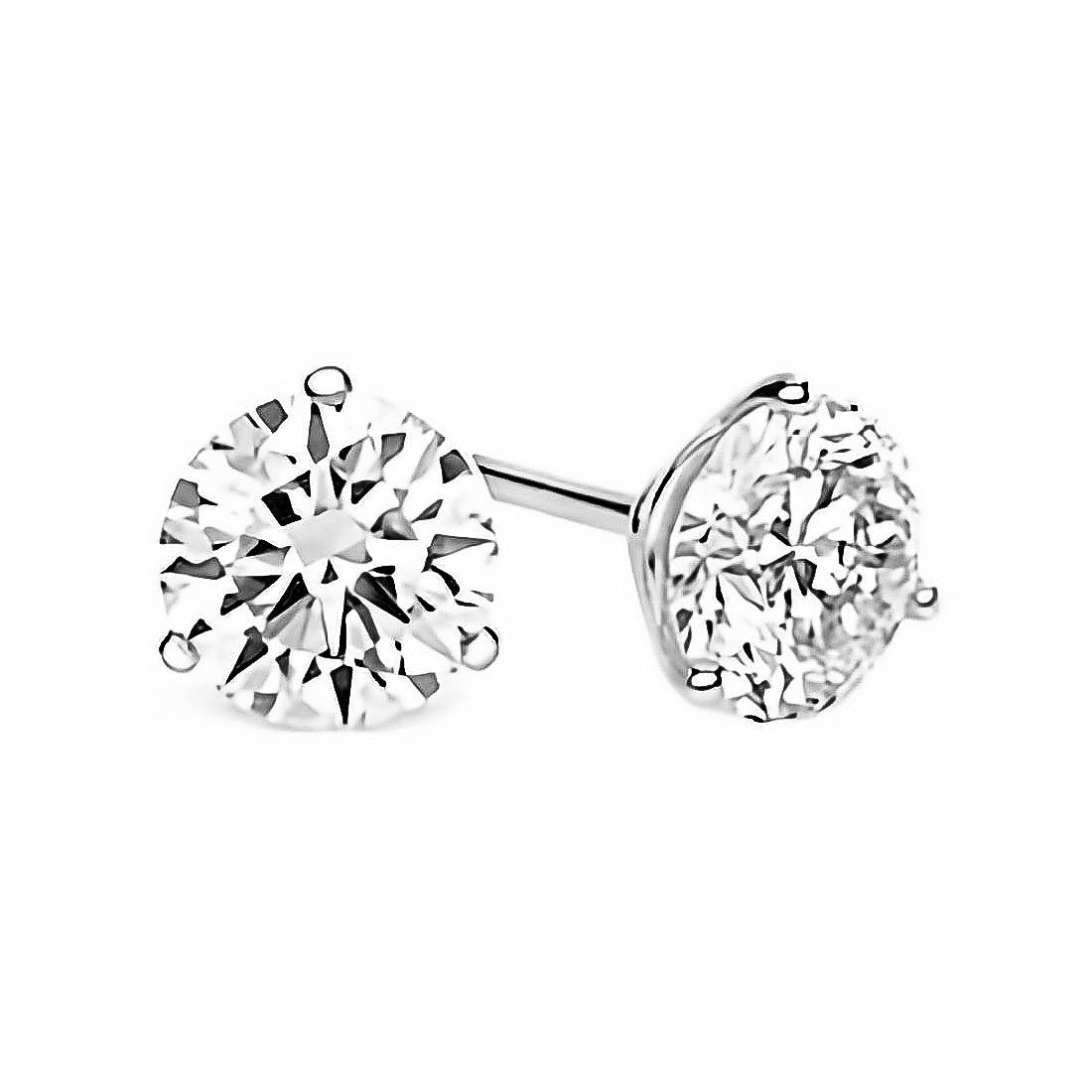 14K White Gold Lab Grown Diamond 1 1/2 Ct.Tw. IGI Certified CVD VS1+ G+ Martini Stud Earrings (Available in 0.15ctw to 3ctw)